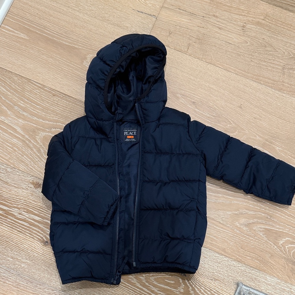 Children’s Place Dark Blue Quilted Jacket with Hood Kida Size 4T